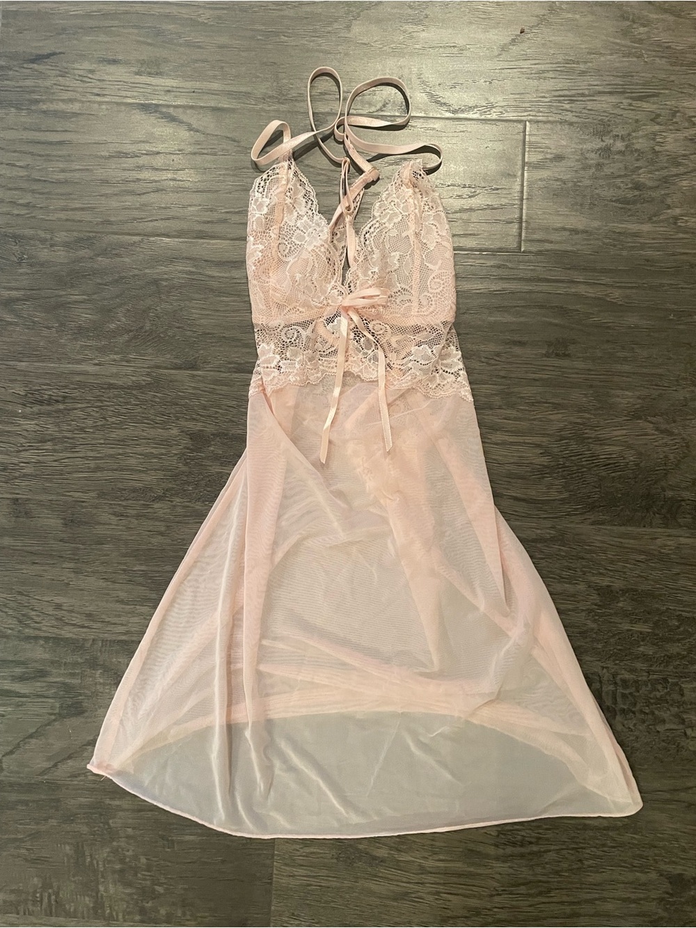 Feminine Lace Nightdress in Blush Pink Pajamas Slip Size Small